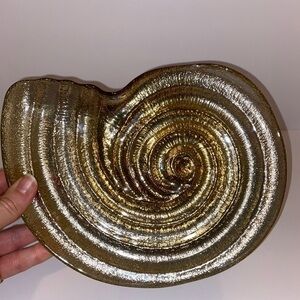 Gold Nautilus Shell Decorative Plate | 9 Inch Luxury Home Decor